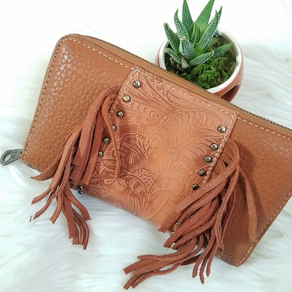 Montana West Handbags - Montana West Fringe Tooled Wallet